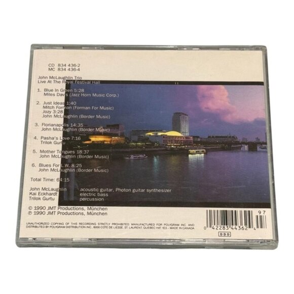 John McLaughlin Trio CD Live At The Royal Festival Hall Jazz Album 1989 JMT - Picture 10 of 10